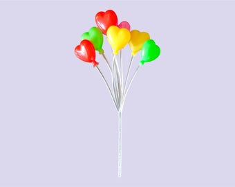 Dollhouse Miniature, Fairy Miniature Set of Heart Shaped Balloons. 1:12 Scale