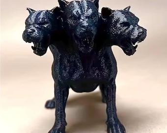 Dollhouse Miniature, Fairy Garden, Diorama, 3-Headed Gothic Dog. Your Choice of Blackor Grey 1:12 Scale