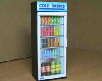 Dollhouse Miniature Cold Drinks Refrigerator 1:12 Scale