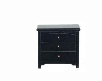 Mesita de noche o mesa auxiliar miniatura de madera negra para casa de muñecas. Escala 1:12.