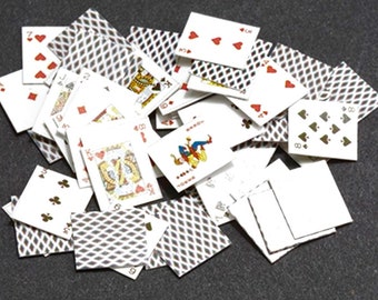 Juego de naipes en miniatura para casa de muñecas (52) a escala 1:12