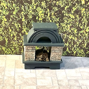 Dollhouse Miniature Open Outdoor Fireplace.  1:12 Scale