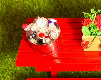 Dollhouse Miniature Metal Tub of Drinks 1:12 Scale