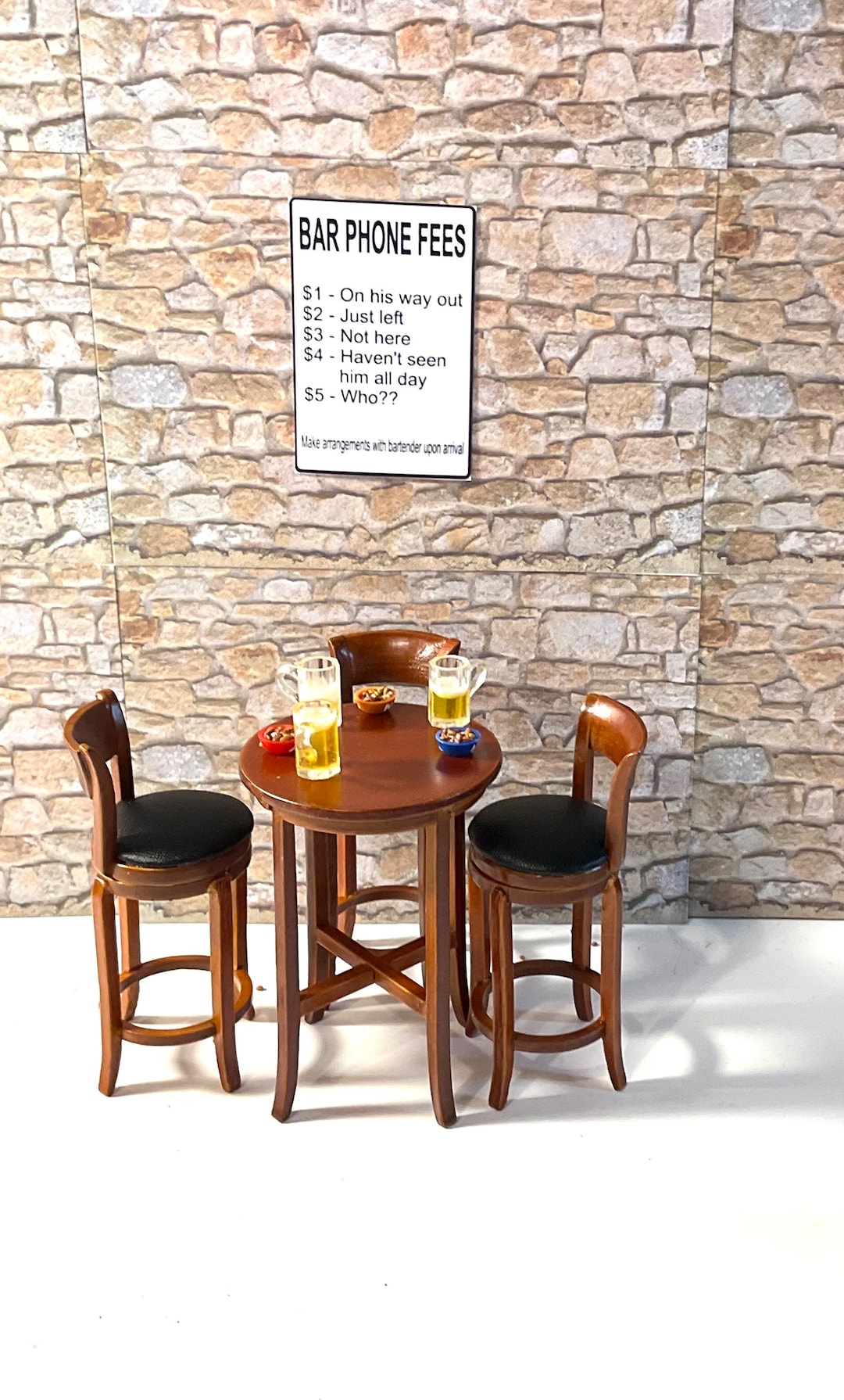 Melody Jane Miniature Pub Bar Set - 4 Vintage Whiskey Bottles, 1:12 Scale Dollhouse Accessories - View #8