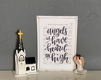 Dollhouse Miniature Angel Decor, Miniature Church, Angel Hymn Sign or Tiny Angel. 1:12 Scale
