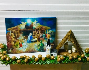 Belén en miniatura para casa de muñecas, belén grande, guirnalda o iglesia. Escala 1:12