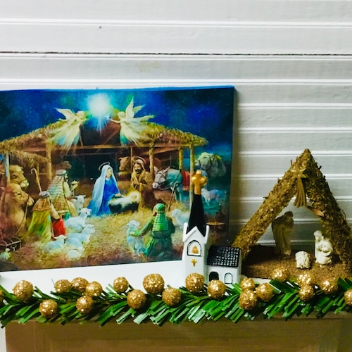 Dollhouse Miniature Nativity Large Nativity Picture Garland Etsy