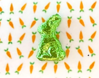 Dollhouse Miniature Green Foil Wrapped Easter Bunny. 1:12 Scale