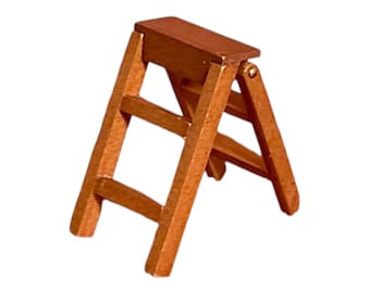 Dollhouse Miniature 2” Wooden Step Ladder. 1:12 Scale