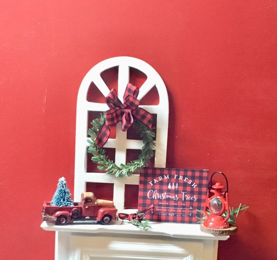 DOLLHOUSE MINIATURE ~ RED TRUCK CHRISTMAS PILLOW ~ HANDMADE