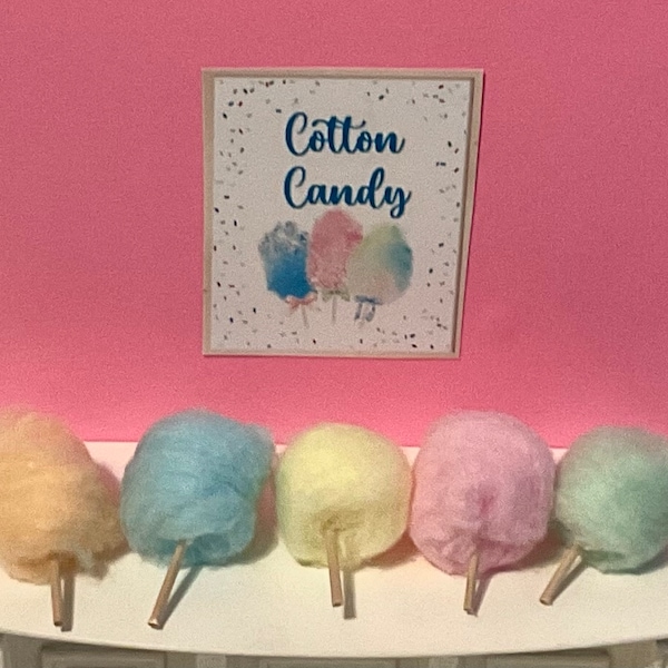 Dollhouse Miniature Cotton Candy or Cotton Candy Sign.  1:12 Scale