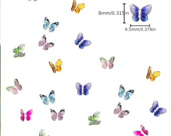 Micro Miniature Butterflies, Kawaii Butterfly Tiny 8mm Acrylic Butterfly, Fairy Garden Accessories, Dollhouse Miniature,