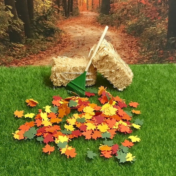 Dollhouse Miniature, Fairy Garden, Bales Of Hay, Leaf Rake or Fall Leaves.  1:12 Scale