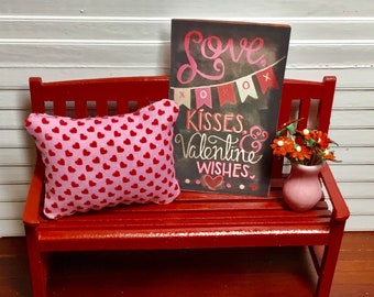 Dollhouse Miniature Valentine Pillow or Valentine’s Day Sign. 1:12 Scale