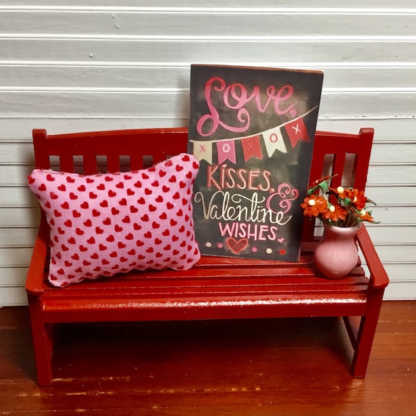 Dollhouse Miniature Valentine Pillow or Valentine’s Day Sign. 1:12 Scale