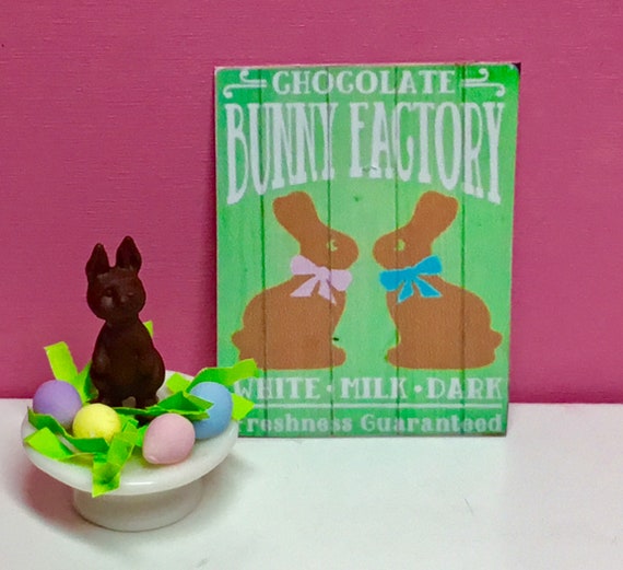 Dollhouse Mini Chocolate Easter Bunny in Box with Bow 1:12 Doll House Miniatures