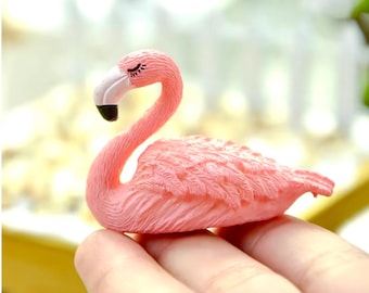 Dollhouse Miniature, Fairy Garden, Beach Diorama, Miniature Sitting Pink Flamingo. 1:12 Scale