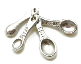 Dollhouse Miniature Metal Measuring Spoon Set.  1:12 Scale