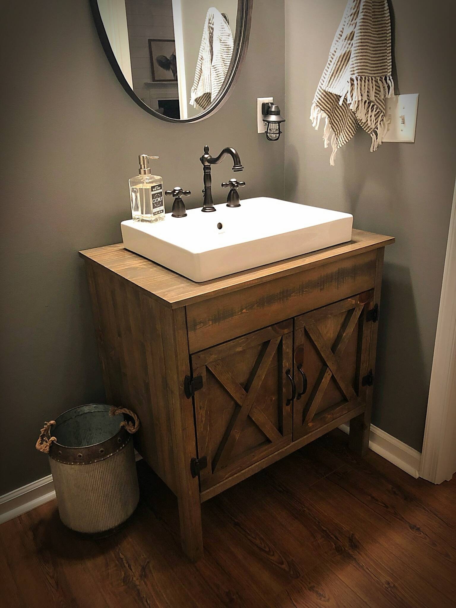 Rustic Barn Door Bathroom Vanity - Free Shipping - Farmhouse Vanity - Etsy, image size:1536x2048
