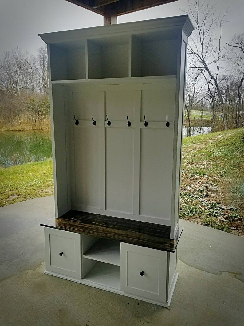 Hall Tree Bench with Storage Farmhouse Hall Tree Free Etsy