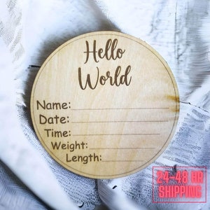 Baby Name Sign, Baby Announcement Sign, Baby Shower gift, Newborn Name Sign, Baby Name Announcement Disc