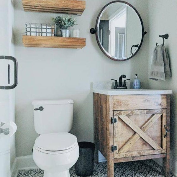 Rustic Barn Door Bathroom Vanity - Free Shipping - Farmhouse Vanity