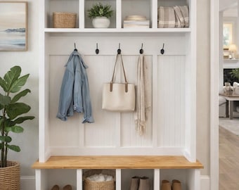 Hall Tree with Bench and storage | Free Shipping | Farmhouse Hall Tree