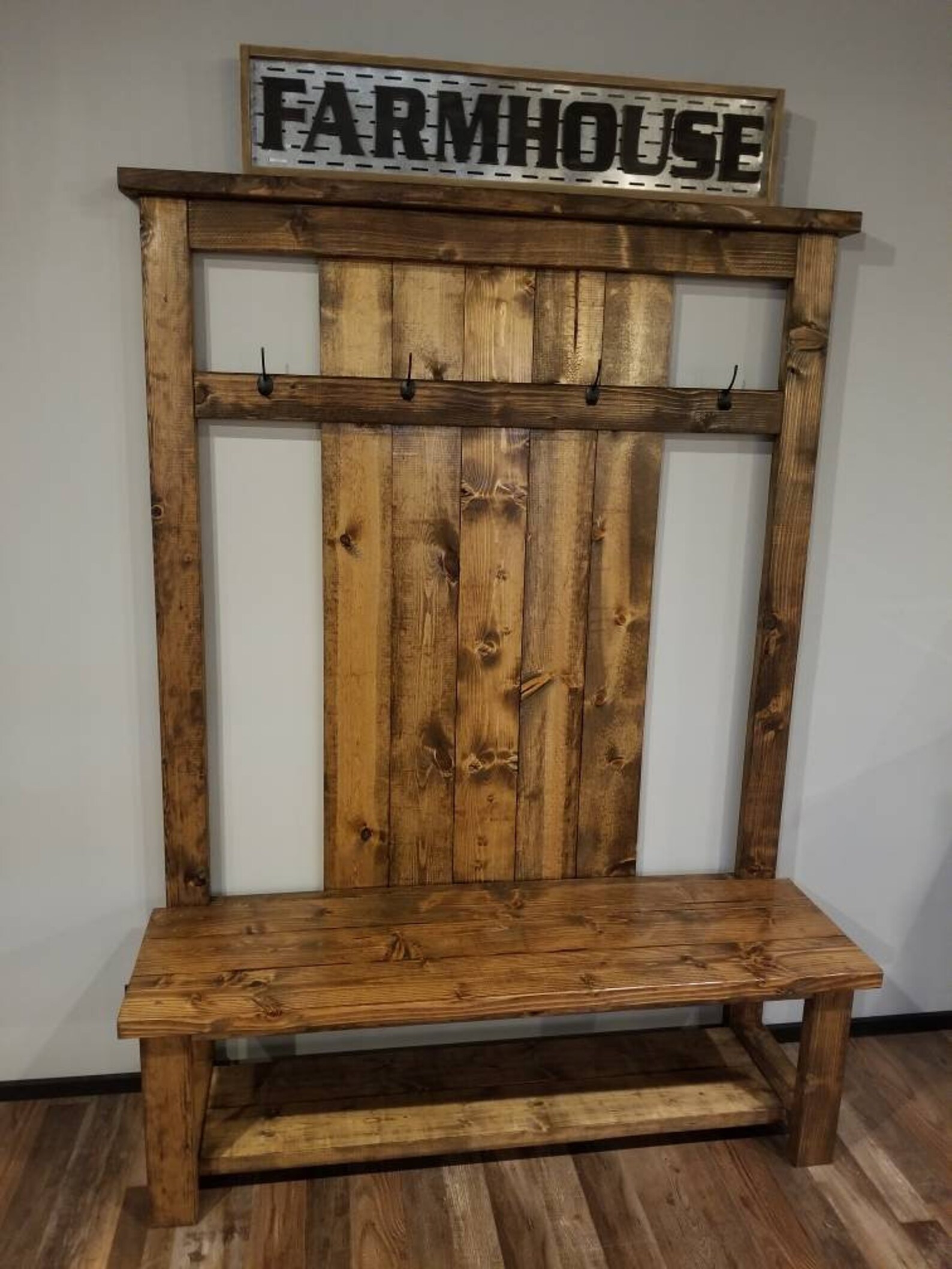 Farmhouse Hall tree Bench Mudroom Bench Free Shipping Etsy