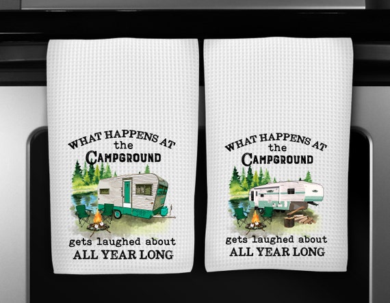 Camping Dish Towels Funny Kitchen Towels Kitchen Decor Etsy