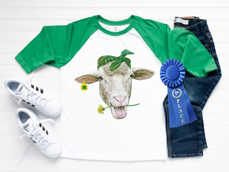 Dandelion The Sheep Shirt Sheep lover shirt 4-H Sheep Shirt Green Sleeve Raglan
