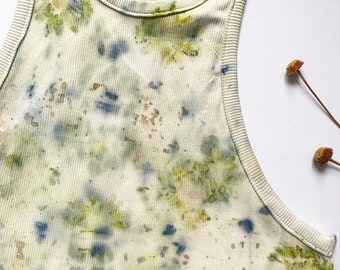 Botanical Dyed Cotton Crop Top | Floral Print Womens Tank | Boho Festival Top | Eco Handmade Gift for Her