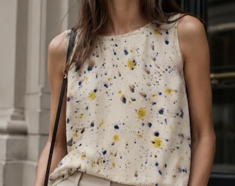 Botanically Dyed Silk blouse t: Eco-Friendly, Chemical-Free (Size M)