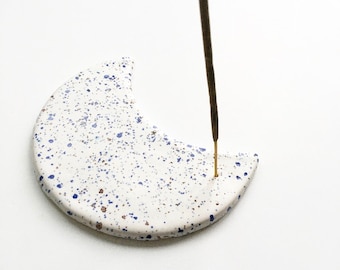Ceramic Moon Incense Holder | Crescent Palo Santo Burner | Jewelry Dish | Meditation Altar Decor Gift