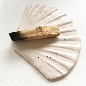 ceramic shell, incense holder, incense burner, mermaid accessory, Palo Santo holder, jewelry dish, meditation, housewarming gift, pottery image 2