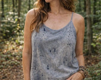 Naturally Dyed Tank Top | Eco Friendly Cotton Shirt | Unique Boho Style Clothing, Size L