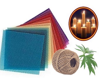 10 x Beeswax Sheets Various Color Candle making Kit Honeycomb Sheets 8"x 8" with hemp wick