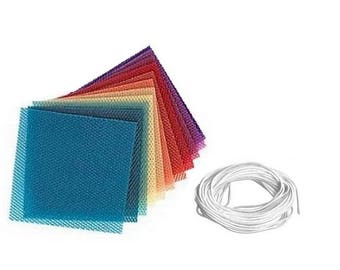 Beeswax Sheets Various Color Candle making Kit Honeycomb Sheets 8"x 8" with cotton wick