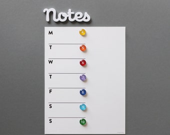 Fridge calendar - magnetic memo board.  Number Magnets SOLD SEPARATELY