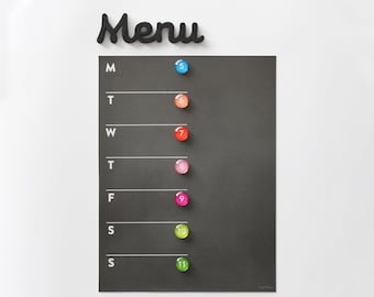 Fridge calendar - magnetic menu board.  Number Magnets SOLD SEPARATELY