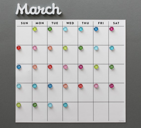 Fridge Calendar Magnetic Calendar Magnet Numbers Sold Separately Etsy
