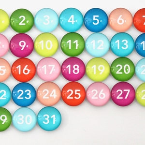 Glass number magnets - Multicolored