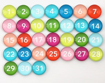 Glass number magnets - Multicolored