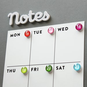 Fridge calendar - magnetic memo board - MAGNET NUMBERS sold separately