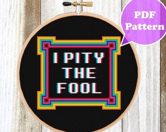 Modern kruissteekpatroon - Grappig kruissteekpatroon - Rainbow Cross Stitch PDF Instant Download - The Fool Cross Stitch Pattern