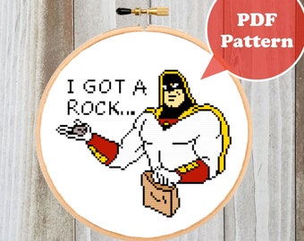 I Got A Rock Cross Stitch Pattern - Ghost Cross Stitch Pattern  - Funny Cross Stitch Pattern - Modern Cross Stitch Pattern - 90s Cartoon