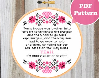 Tom's House Was Broken Into Cross Stitch Pattern - RHOBH Cross Stitch Pattern - Housewives Cross Stitch Pattern - Funny Cross Stitch Pattern