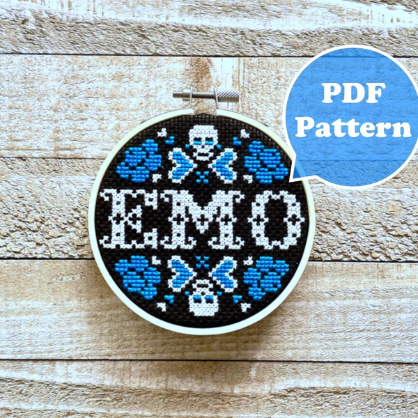 Emo Cross Stitch Pattern - Retro Cross Stitch Pattern - Modern Cross Stitch - Funny Cross Stitch - Emo Music - Music Cross Stitch