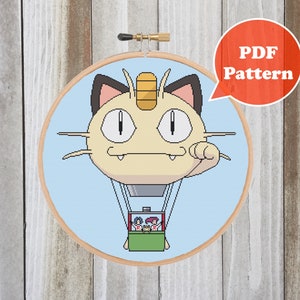 Villain Balloon Cross Stitch Pattern - Villain Cross Stitch - Modern Cross Stitch Pattern  - Video Game Cross Stitch - Surrender Now