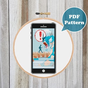 Video Game Cross Stitch Pattern - Monster Cross Stitch Pattern -Funny Cross Stitch - Modern Cross Stitch - Phone Cross Stitch -Kawaii Stitch