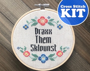 Draxx Them Sklountz Cross Stitch KIT - Funny Cross Stitch Kit - Beginner Cross Stitch Kit - Quote Cross Stitch Kit -TV Show Cross Stitch Kit